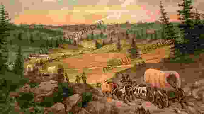 A Group Of Pioneers Crossing A River On The Oregon Trail. Double Time: On The Oregon Trail