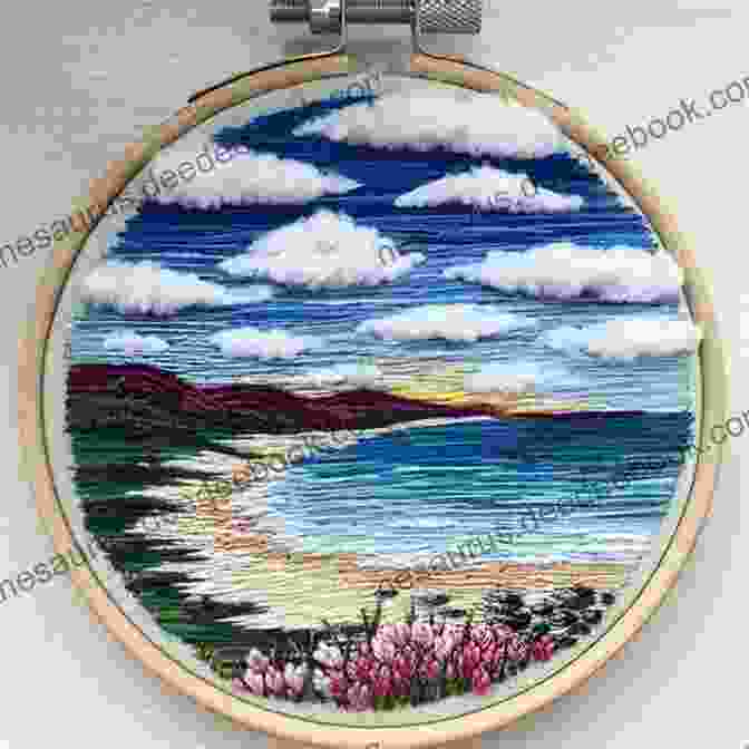 A Photo Of An Embroidered Pillow Featuring A Landscape Scene. Scandinavian Stitch Craft: Unique Projects And Patterns For Inspired Embroidery