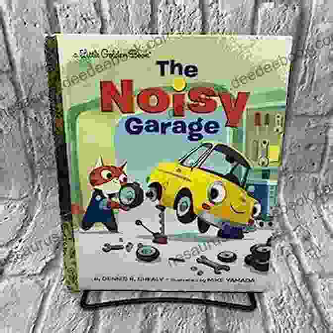 Illustrations From 'The Noisy Garage' Little Golden Book, Showing Danny Exploring The Garage And Interacting With Various Tools And Vehicles. The Noisy Garage (Little Golden Book)