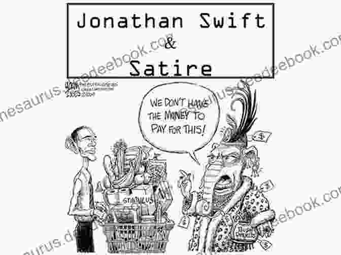 Satirical Cartoon Depicting Jonathan Swift's Wit And Social Commentary Reprinted Pieces Jonathan Swift